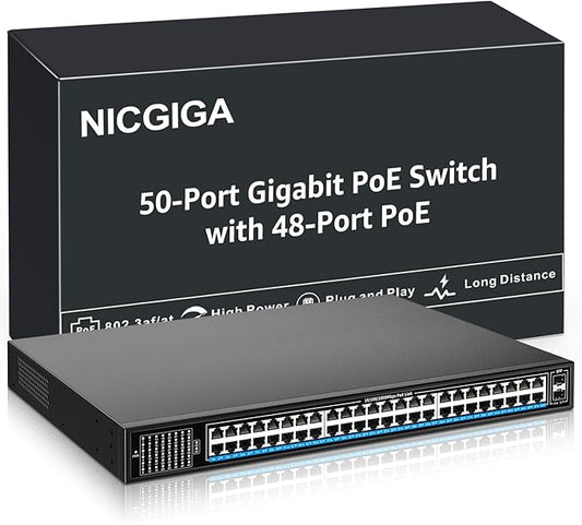 48 Port Gigabit PoE Switch Unmanaged by NICGIGA