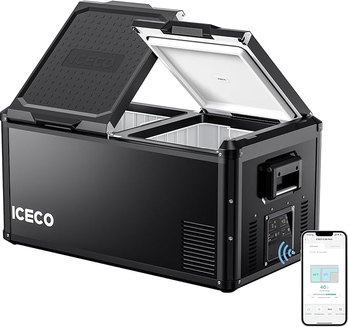 ICECO VL90 ProD Portable Refrigerator, Dual USB & DC 12/24V, AC 110-240V by ICECO