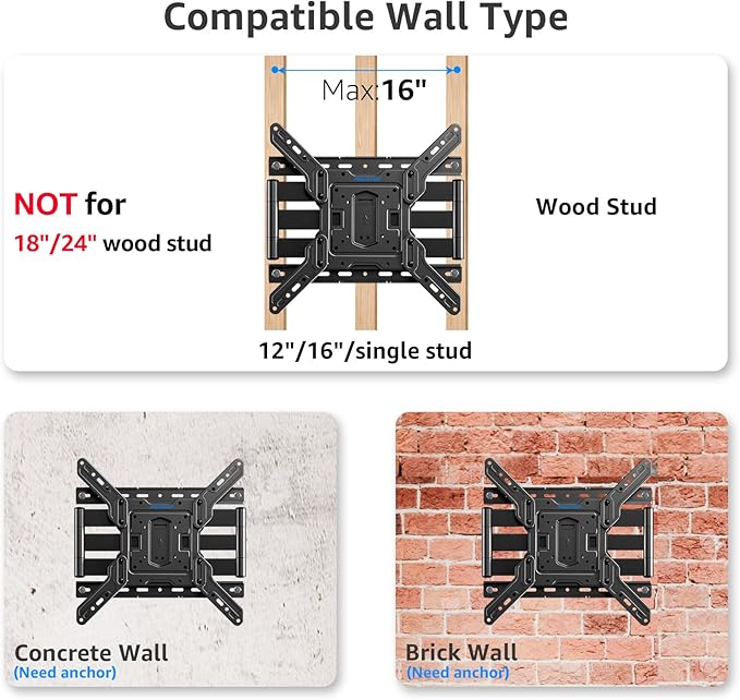 MOUNTUP Ultra Slim Full Motion TV Wall Mount, 1.3" Thin Low Profile TV Bracket - Image 2
