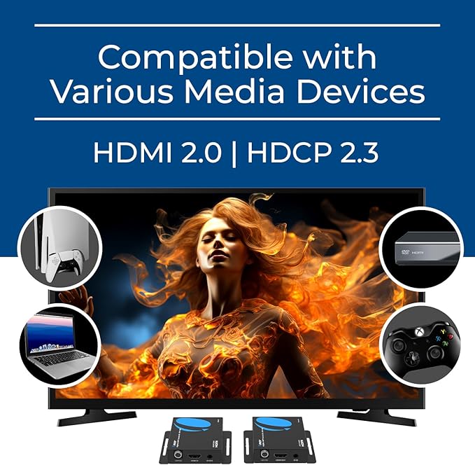 OREI HDMI Over Ethernet Extender via CAT6/7-4K@60Hz Up to 230 ft – HDMI 2.0 & - Image 6