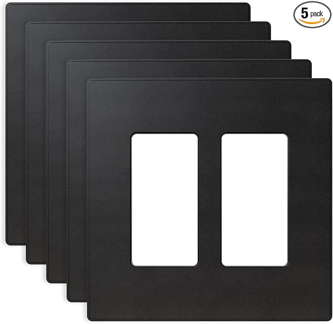 ELEGRP 2 Gang Screwless Decorative Wall Plates, Mid-Size Unbreakable by ELEGRP%7CELEGROUP