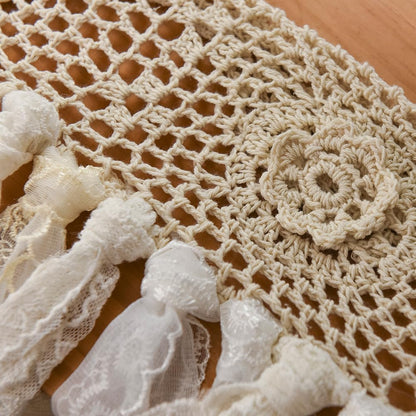 Boho Kitchen Curtains Short Shabby Chic Lace curtain for Bedroom Handmade Cotton Crochet Lace Kitchen Valance Country Cottage Cafe Curtain 16 inch Long Bohemian Wedding Decor 30x16 Inch,Cream