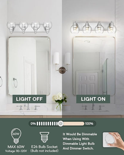 METWET Bathroom Light Fixtures, 4 Light Brushed Nickel Vanity Light, 26 Inch - Image 2