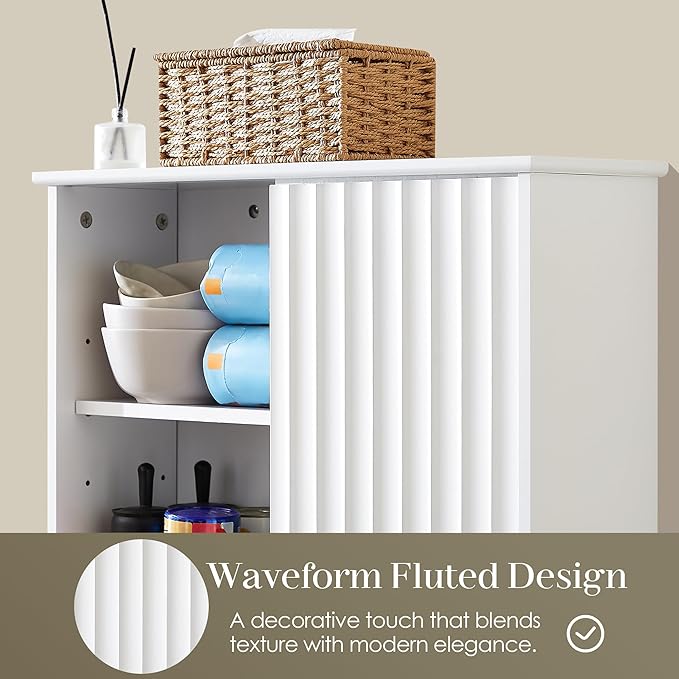 22.5 x 23.5 inch Bathroom Wall Cabinet, Medicine Cabinet Wall Mounted w/Fluted - Image 3