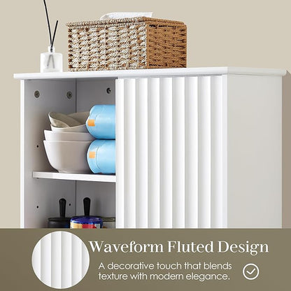 22.5 x 23.5 inch Bathroom Wall Cabinet, Medicine Cabinet Wall Mounted w/Fluted - Image 3