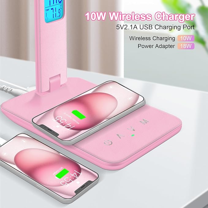 Desk Lamp with Wireless Charger，USB Charging Port, Dimmable Office Desk Light - Image 4