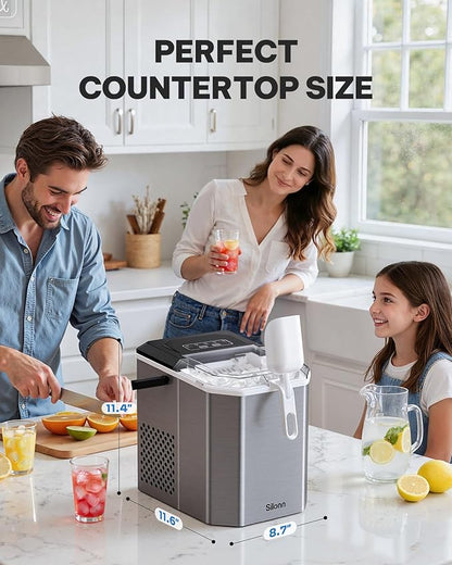 Silonn Ice Maker Countertop, Stainless Steel Portable Ice Machine - Image 2