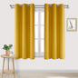 DWCN Yellow Blackout Curtains 63 Inch Length, Room Darkening Thermal Drapes by DWCN