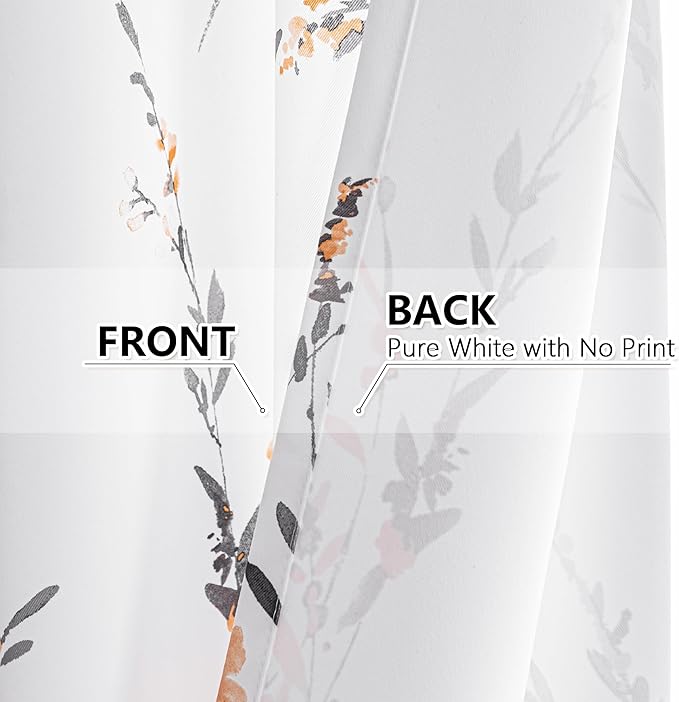 MYSKY HOME Curtains Short Floral Printed Pattern Soft Texture Modern Style - Image 5