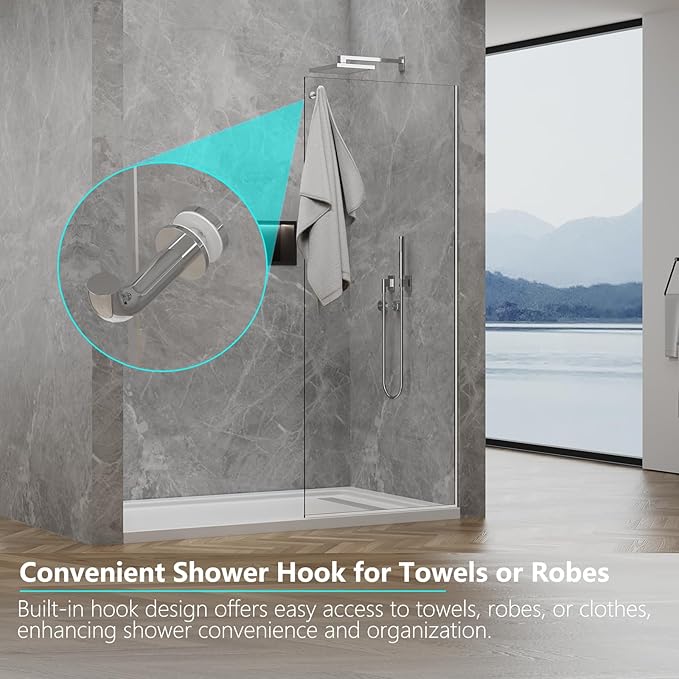 Shower Screen, 3/8" Tempered Glass, Shower Wall Panels, Fix Shower Glass Screen - Image 4