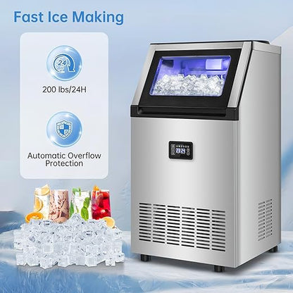 Commercial Ice Maker Machine 200 Lbs/24H, 35 Lbs Ice Bin, Undercounter Ice - Image 6