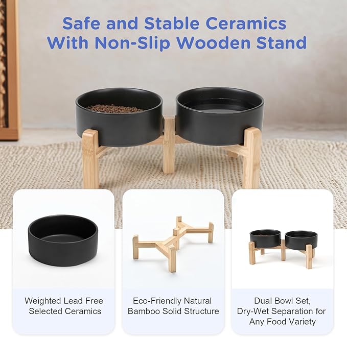 SPUNKYJUNKY Elevated Dog Bowls Ceramic, 5.1'' Dogs and Cat Food Water Bowls - Image 6
