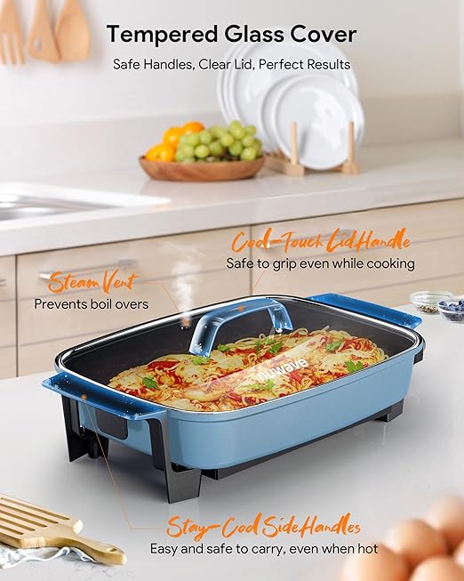 Nuwave Medley XL Digital Electric Skillet, Family Size Griddle w/Glass Lid - Image 8