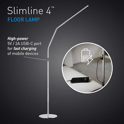 Daylight Slimline 4™ LED Floor Lamp in Brushed Steel - Image 2