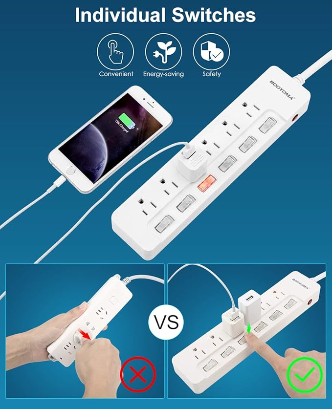 ROOTOMA Power Strip Surge Protector - Image 2