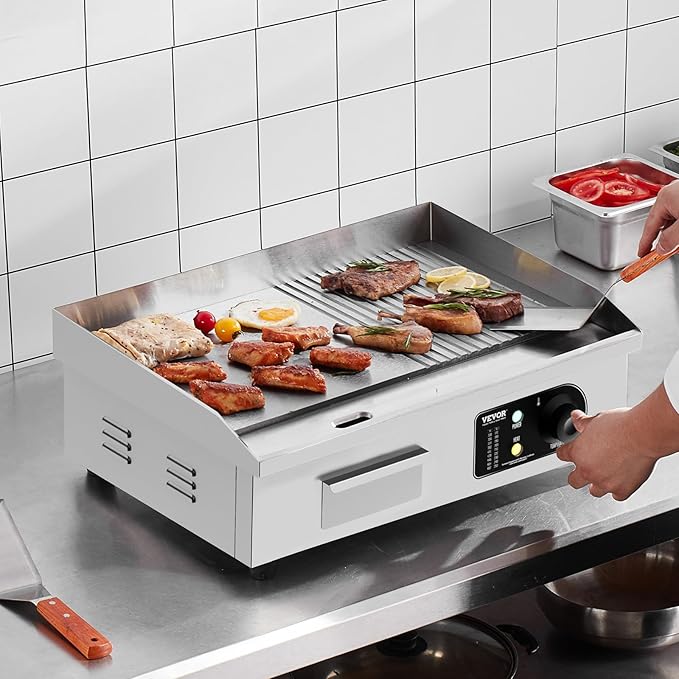 VEVOR Commercial Electric Griddle, 1600W Countertop Half-Flat Top Grill - Image 8