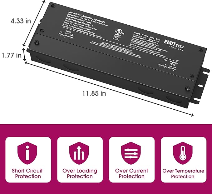 EMITEVER 288W Dimmable LED Driver, 24V 5-in-1 Dimmable Power Supply, 3-Channels - Image 3