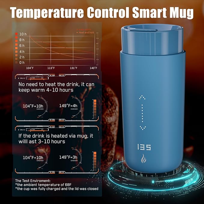 Temperature Control Heated Coffee Mug Smart Self Heating Travel Mug 12 Oz App - Image 5