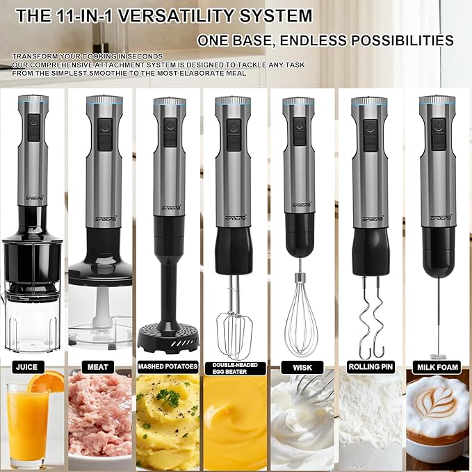 Handheld Immersion Blender Bundle, 1000W Powerful 11-in-1 Set - Image 3