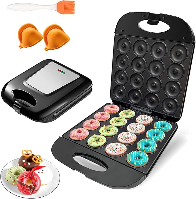 2025 Mini Donut Maker Machine for Home, Kid-Friendly 16-Hole Electric Doughnut by JOVELL