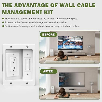 Wall Cable Concealer Management Kit, Recessed Outlet Behind TV - Image 5