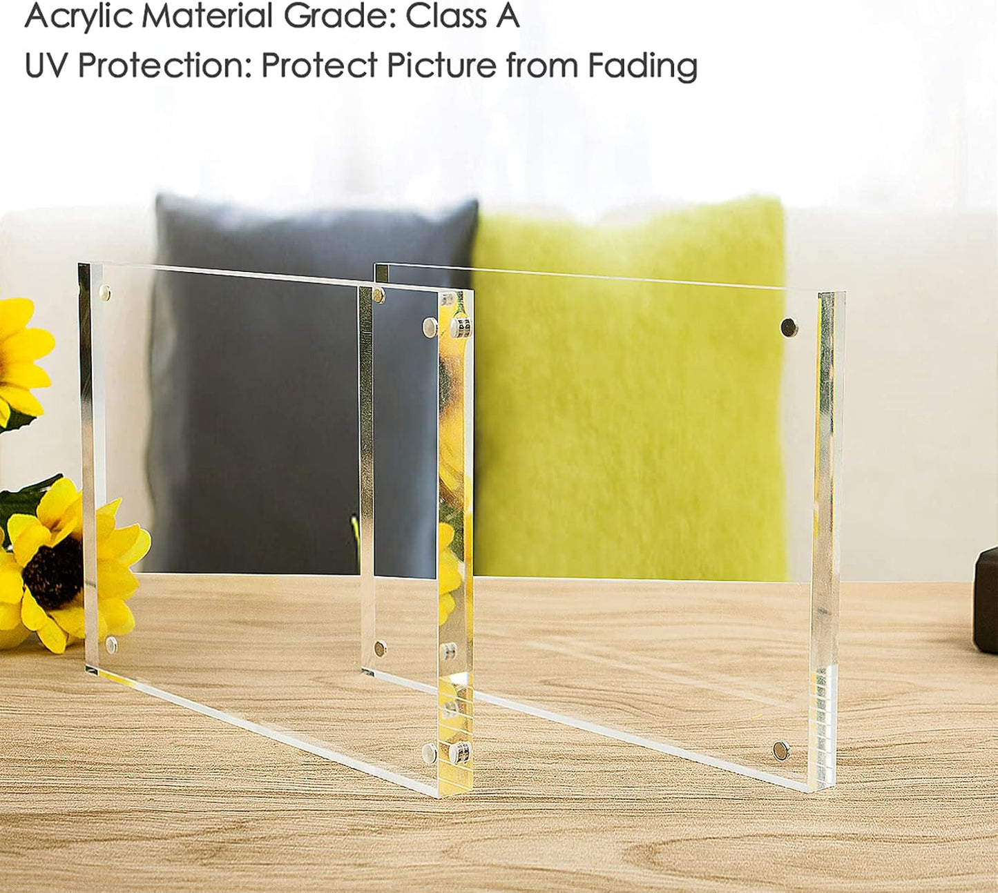 NIUBEE 5x7 Acrylic Picture Frame 3 Packs, Photo Frame 20% Thicker Block | Shatterproof &Safe, 95% High Transparency, UV protection, Double-sided display Magnetic Desktop Frames for Picture Display