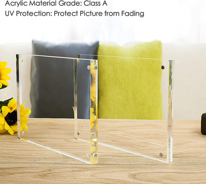 NIUBEE 5x7 Acrylic Picture Frame 3 Packs, Photo Frame 20% Thicker Block | Shatterproof &Safe, 95% High Transparency, UV protection, Double-sided display Magnetic Desktop Frames for Picture Display