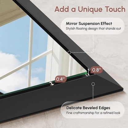 USHOWER 24x32 Bathroom Mirror, Beveled Aluminum Frame Wall Mirror, Rectangular - Image 2