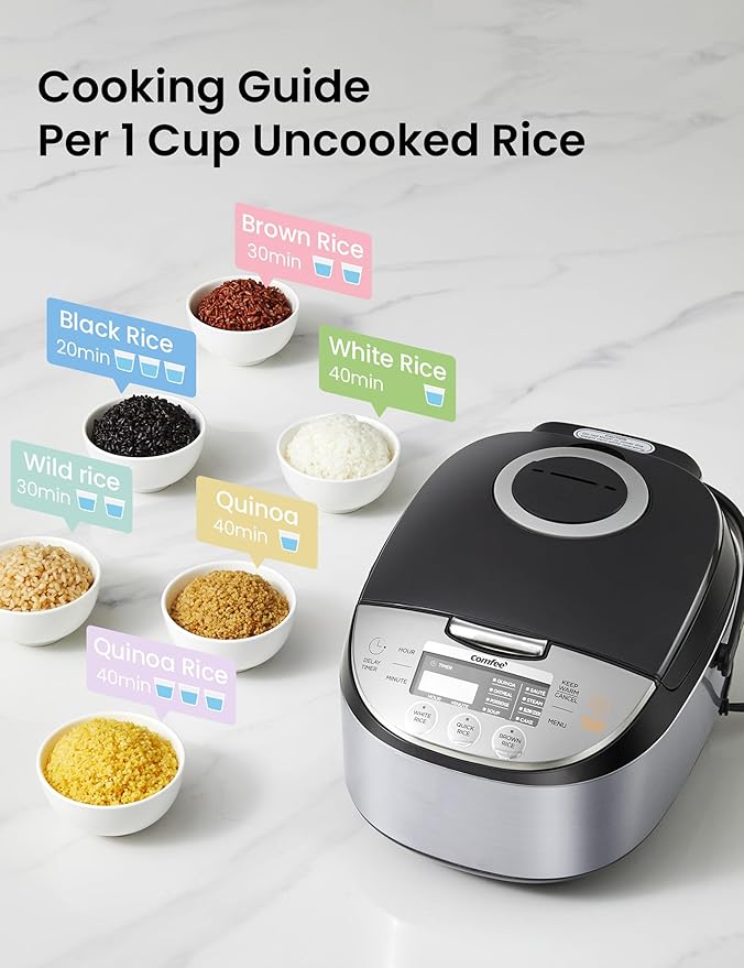 COMFEE' Rice Cooker 12 Cups Cooked/6 Cups Uncooked, Portable Non-Stick Rice - Image 6
