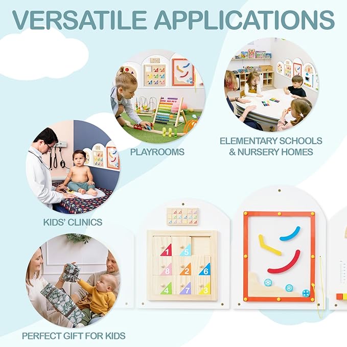 Monläurd® Cloud Montessori Busy Board, Sensory Board, Wooden Toys, Wall Toys - Image 5