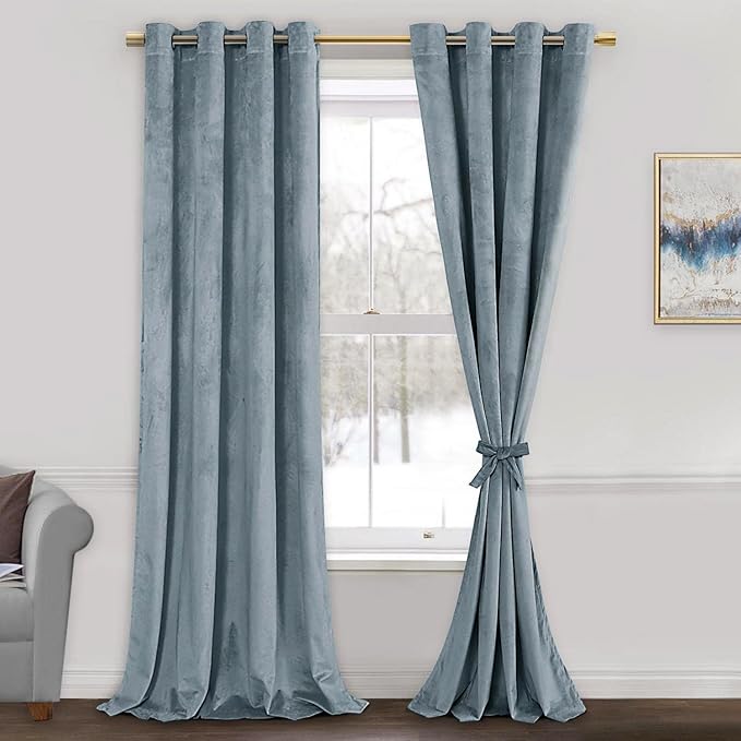 JIUZHEN Soft Velvet Curtains 108 inch, Room Darkening Smooth Hand-Feeling by JIUZHEN