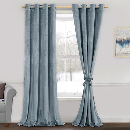JIUZHEN Soft Velvet Curtains 108 inch, Room Darkening Smooth Hand-Feeling by JIUZHEN