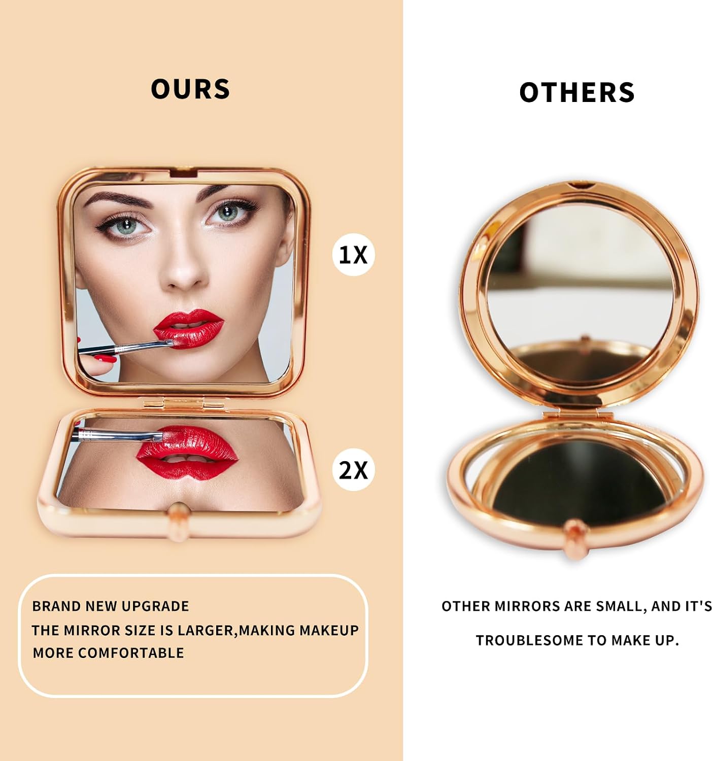 Cheetah Leopard Brown Print Foldable Travel Pocket Mirror Square Metal Portable Mini Makeup Double Sided Handheld Magnifying, 2.8 in