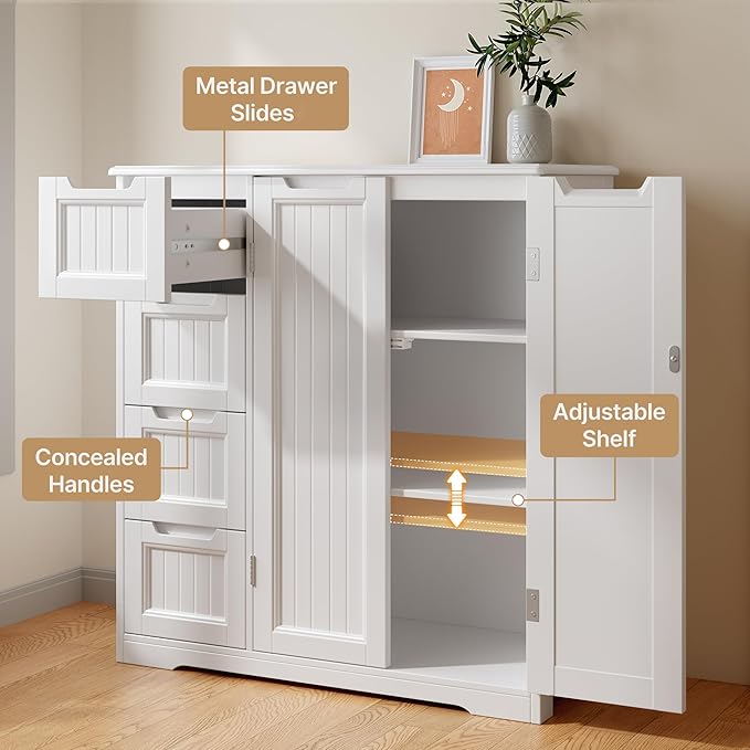 Gizoon Storage Cabinet, Bathroom Floor Cabinet, Kitchen Pantry, Side Storage - Image 5