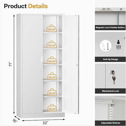 Steel SnapIt Cabinet, 71 Inch Metal Storage Cabinet - Image 3
