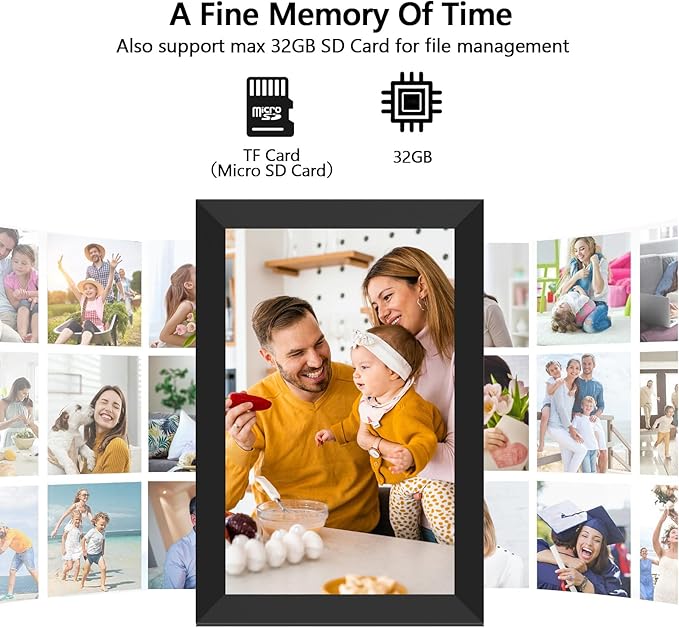 FRAMEO Digital Photo Frame WiFi 32GB 10.1 Inch 1280x800 IPS Touch Screen - Image 8