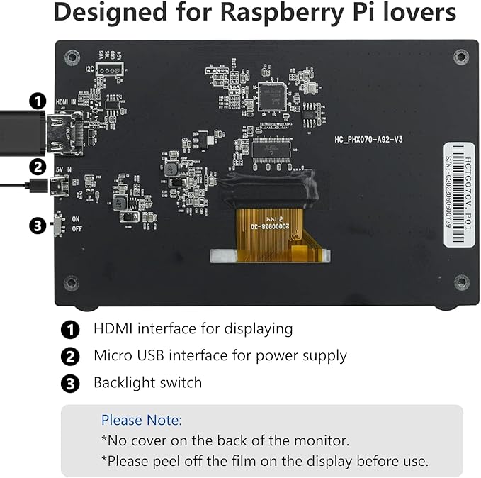 HAMTYSAN Raspberry Pi Screen, 7 Inch Portable Monitor External Display 800x480 - Image 5