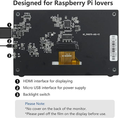 HAMTYSAN Raspberry Pi Screen, 7 Inch Portable Monitor External Display 800x480 - Image 5