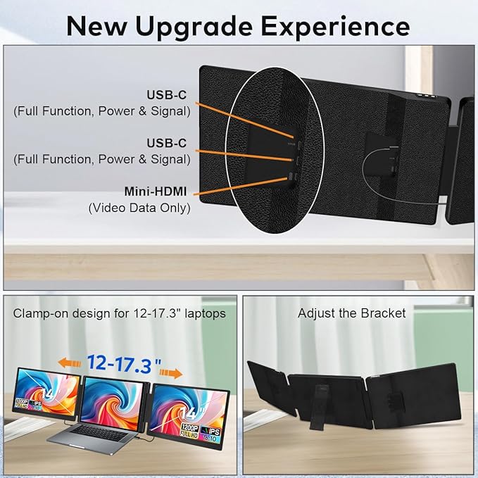 14" Laptop Screen Extender, FHD 1200P IPS Dual/Triple Portable Monitor - Image 7