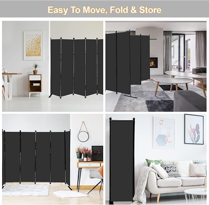 MAYOLIAH 6 Panel Folding Privacy Screen 9ft Wide, 6ft Tall Partition Room - Image 4