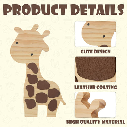 Barydat 3 Pcs Wood Safari Nursery Decor Cute Woodland Animal Nursery Safari Decoration Woodland Animal Jungle Themed Room Decor Giraffe Lion Elephant Art for Baby Shower Bedroom Boy Girl Gifts