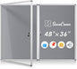 SWANCROWN Enclosed Bulletin Board 36x24 in, Tamperproof Lockable Grey Felt by SWANCROWN