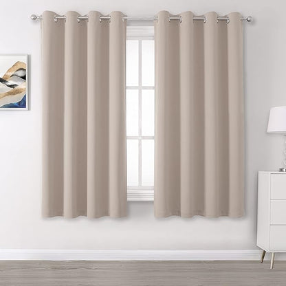 DUALIFE Light Brown Curtains for Kitchen Short Windows 45 Inches Long Solid by DUALIFE