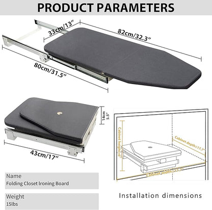AKOZLIN Retractable Pull Out Ironing Board Closet Sliding Out Swivel Iron Board - Image 3