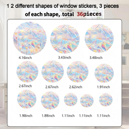 36 pcs of Circular Anti Bird Collision Window Stickers, Rainbow Stickers, Window Stickers, Bird and Window Protection Stickers, Glass Door Safety Stickers
