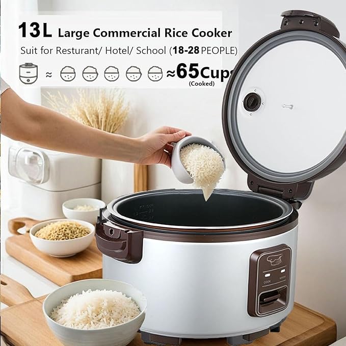 13.8 QT Large Commercial rice cooker 65 cups cooked 32 cups uncooked rice - Image 7