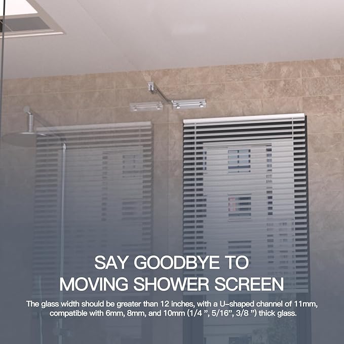 Shower Glass Support Bar, Both Sides Available, Frameless Bathroom Glass Clamp - Image 3