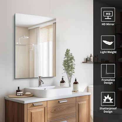 CILIBER Frameless Mirror, 24x36 Inch Bathroom Mirror - Image 5