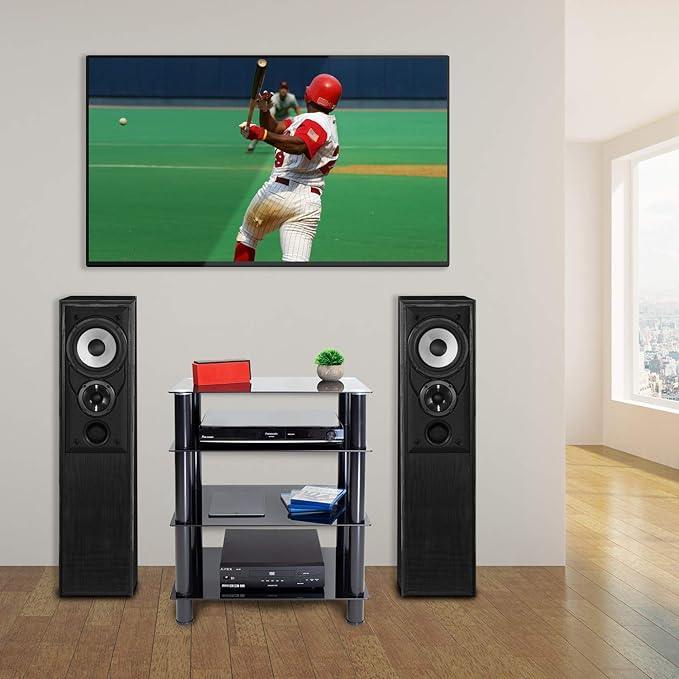 Mount-It! Tempered Glass AV Component Media Stand, Audio Tower and Media Center - Image 2