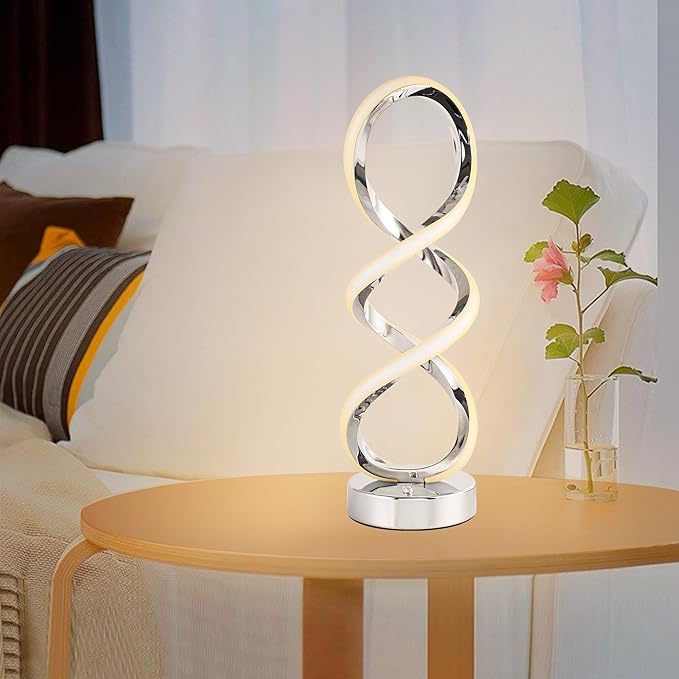 Modern Spiral RGB Table Lamp, Touch Dimmable Bedside Lamp, 7 Colors 10 Light - Image 6
